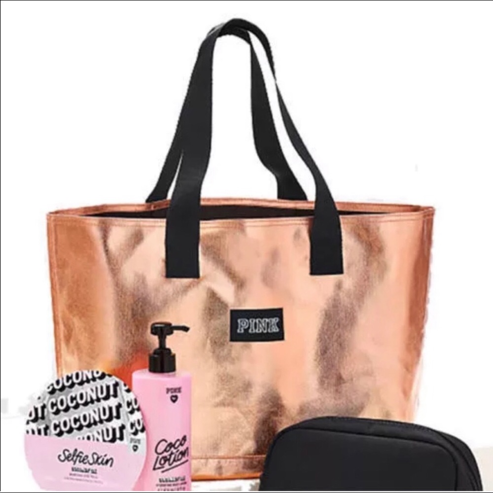 Victoria’s Secret Rose Gold Shine Tote Bag - NEW